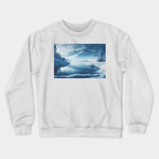 Winter Landscape Lake Mountains Crewneck Sweatshirt